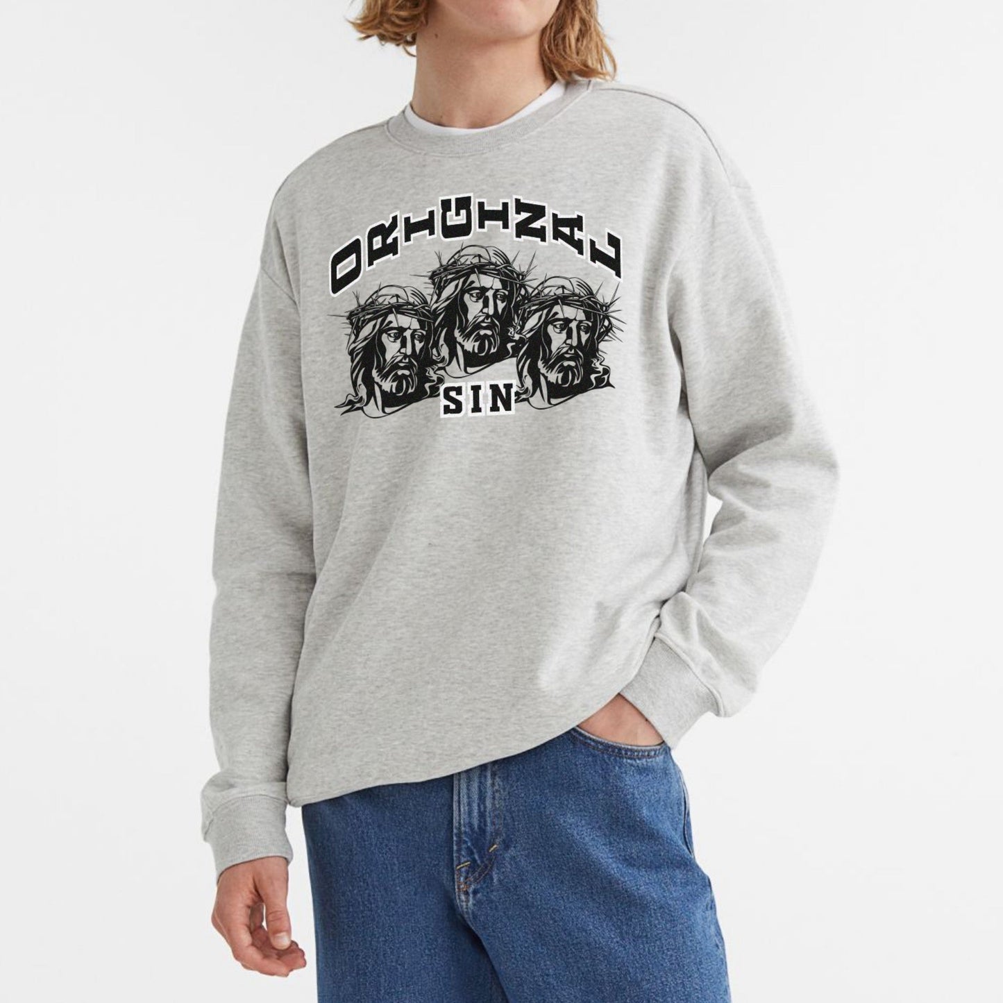 Jesus Jesus Jesus Crewneck Sweatshirt - Grey